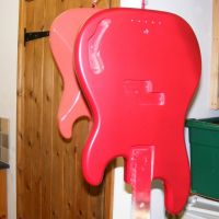 Precision bass body Candy apple red, awaiting clear top coats&nbsp;&copy;&nbsp;2026&nbsp;Guitar Angel